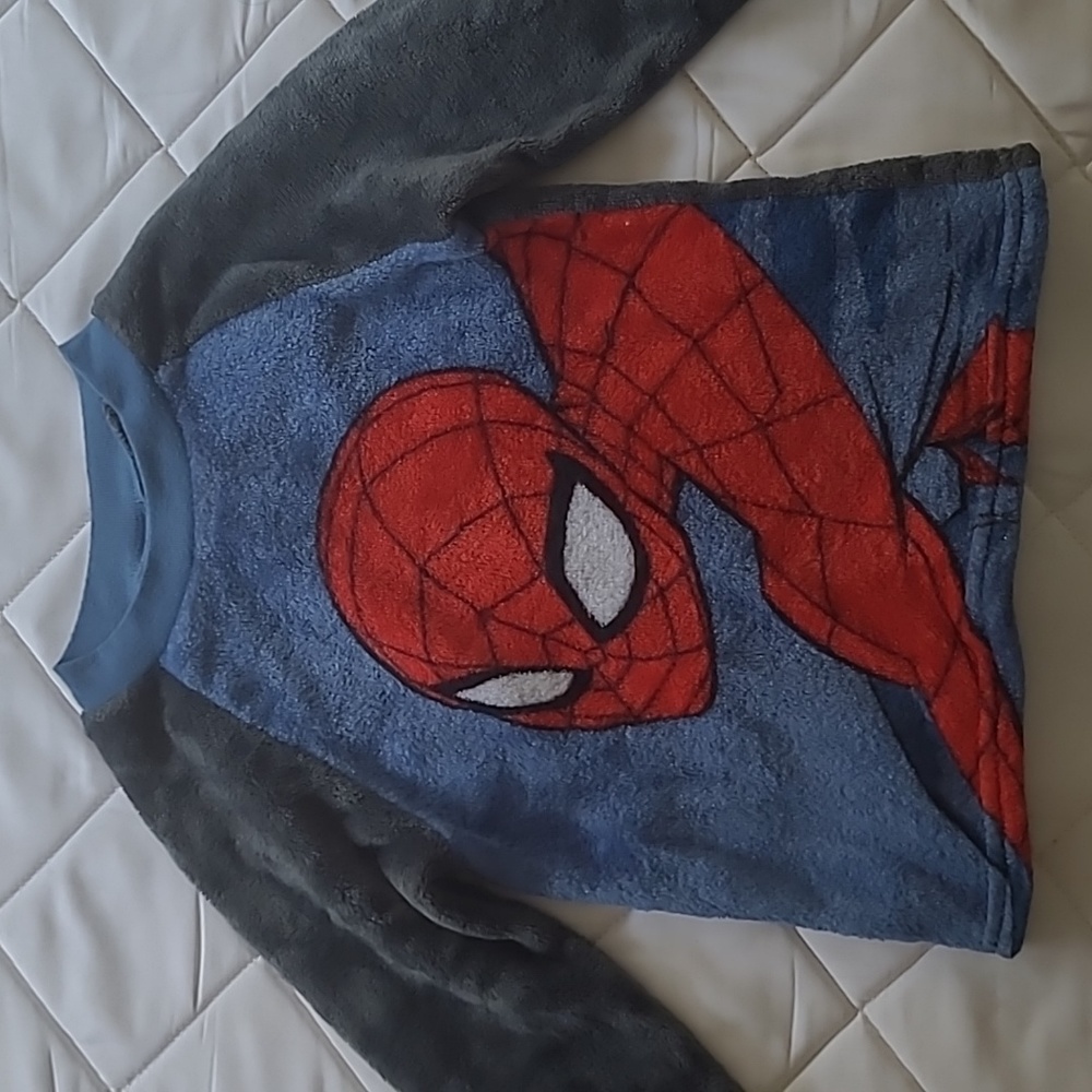 Spiderman Pajama Shirt. Red Blue and Gray.